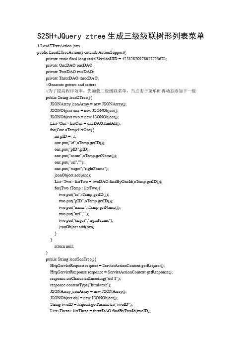 S2SH+JQuery ztree生成三级级联树形列表菜单