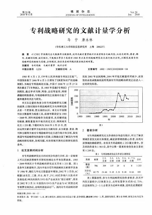 专利战略研究的文献计量学分析