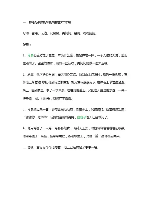 神笔马良的好词好句摘抄二年级