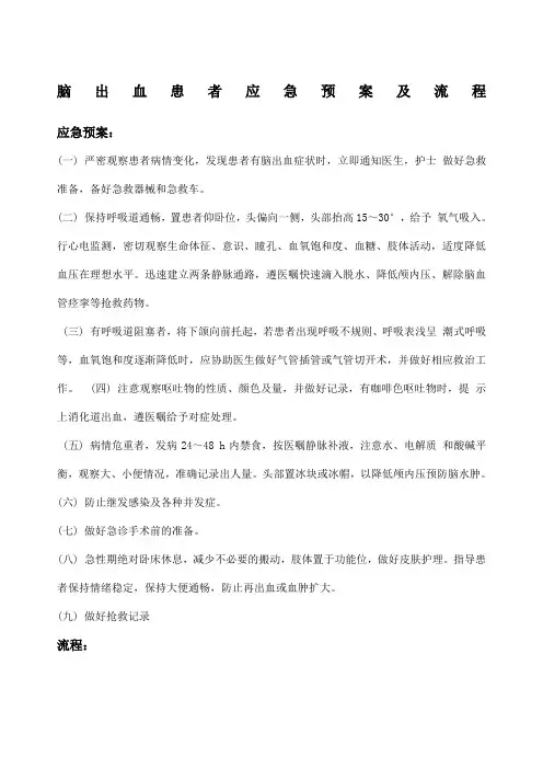 脑出血患者的抢救应急与实施流程