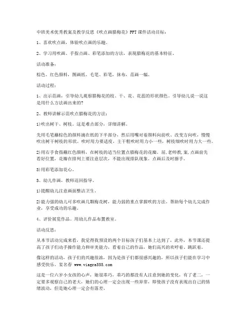 【课件推荐】-中班美术优秀教案及教学反思《吹点画腊梅花》