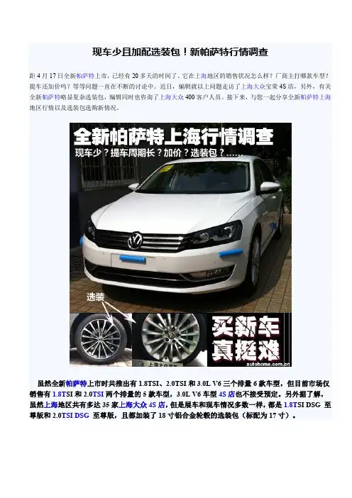 新帕萨特行情调查