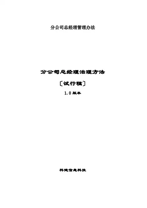 分公司总经理管理办法