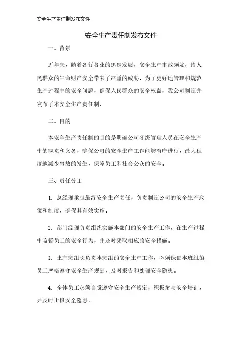 安全生产责任制发布文件
