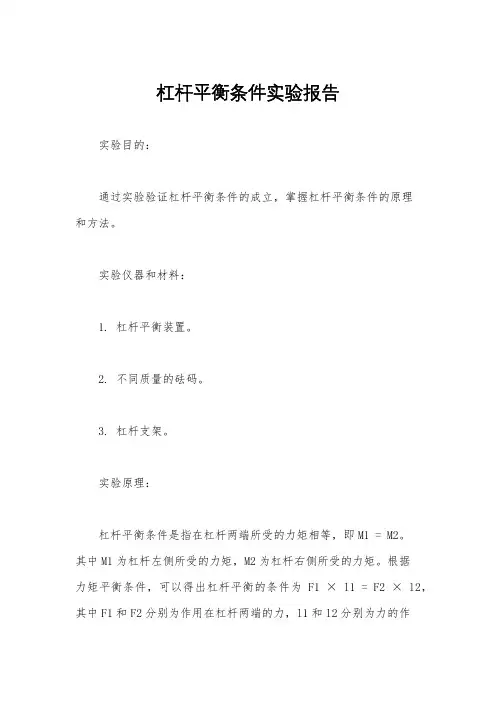 杠杆平衡条件实验报告