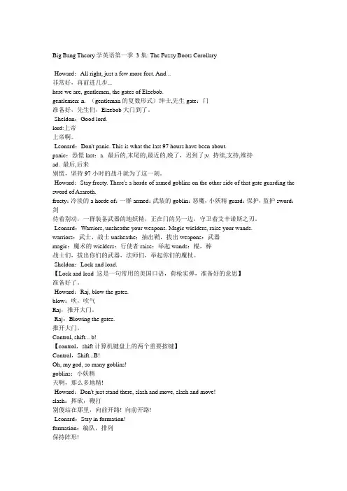 生活大爆炸中英字幕对照第一季 3集