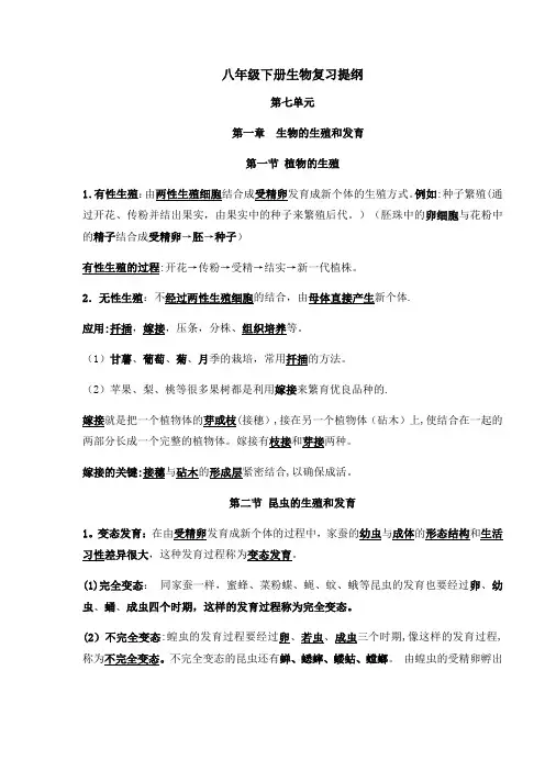 八年级下册生物知识点