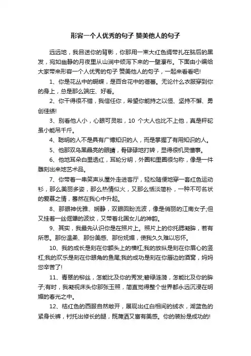 形容一个人优秀的句子赞美他人的句子