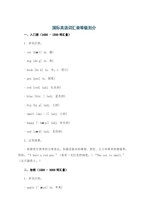 国际英语词汇量等级划分