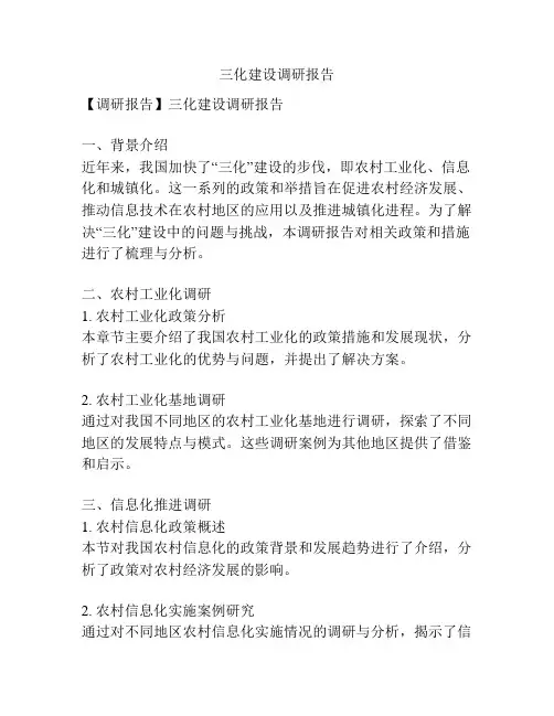 三化建设调研报告