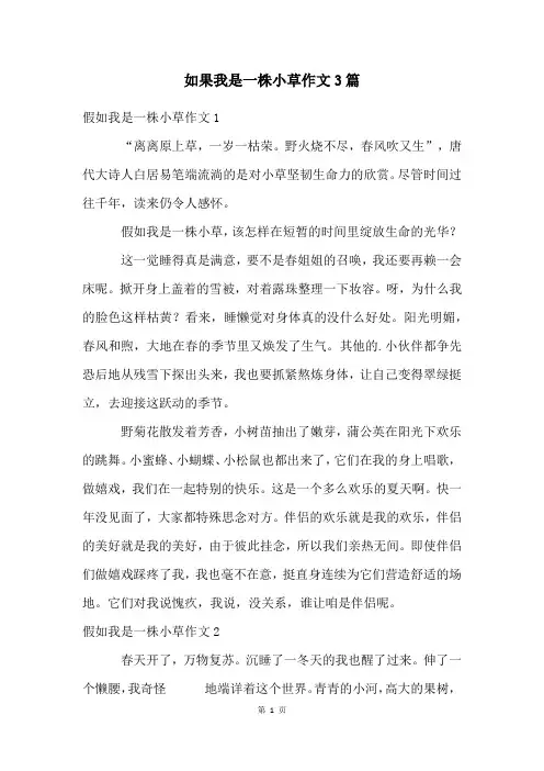 如果我是一株小草作文3篇