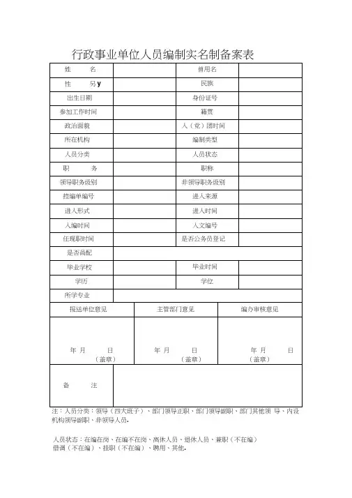 实名制备案表