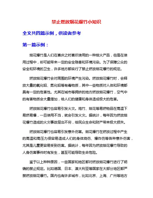 禁止燃放烟花爆竹小知识