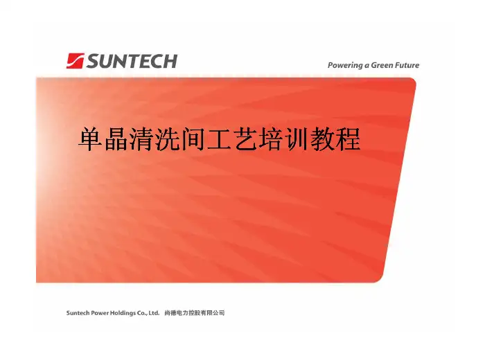 单晶清洗间工艺培训教程