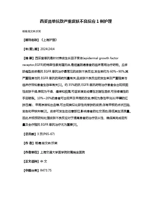 西妥昔单抗致严重皮肤不良反应1例护理