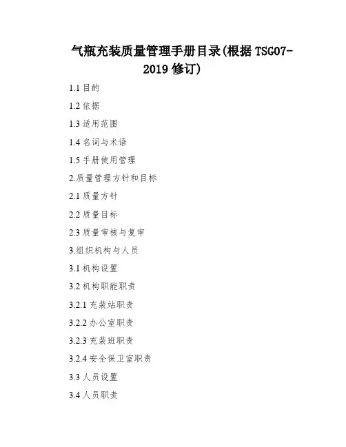 气瓶充装质量管理手册目录(根据TSG07-2019修订)