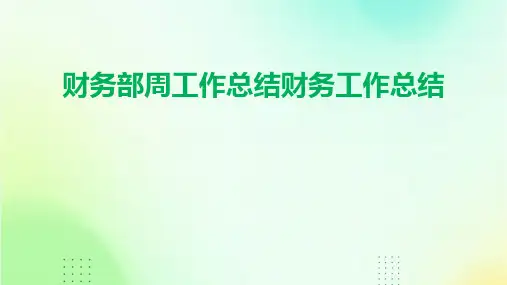 财务部周工作总结财务工作总结PPT