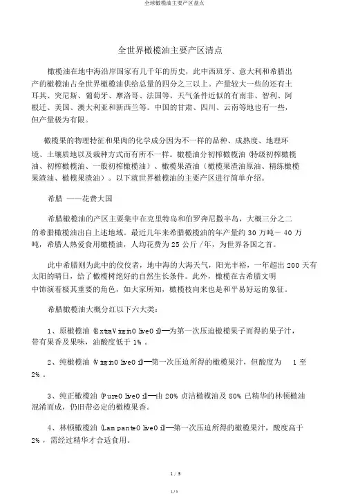 全球橄榄油主要产区盘点
