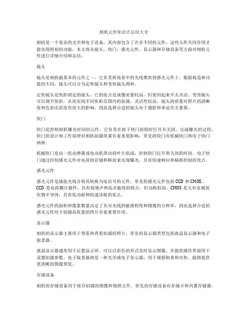 相机元件知识点总结大全