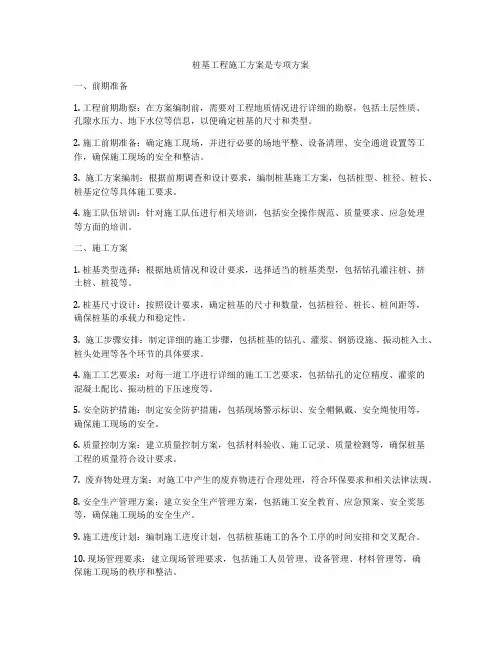 桩基工程施工方案是专项方案