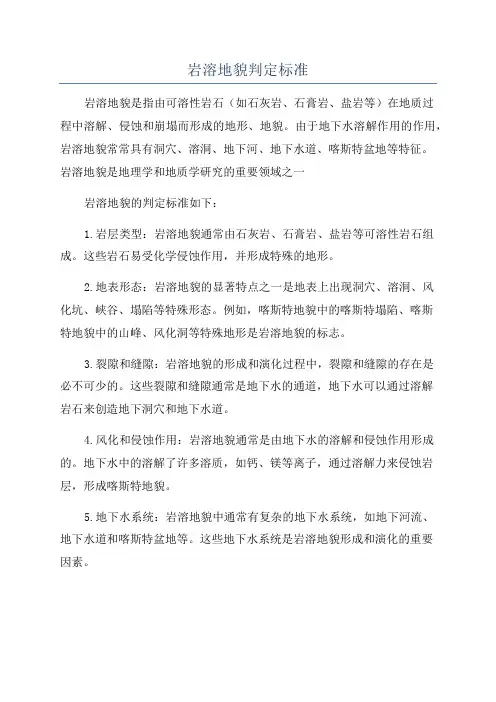 岩溶地貌判定标准