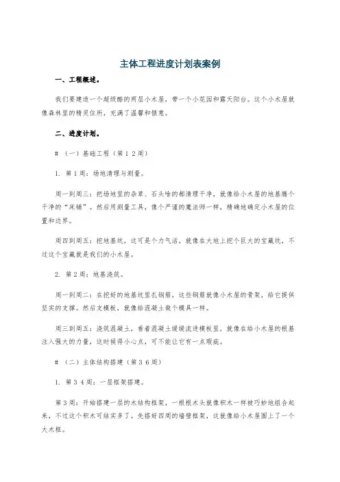 主体工程进度计划表案例