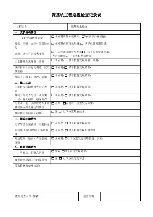 深基坑工程巡视检查记录表