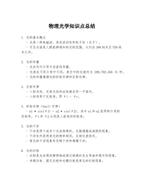 物理光学知识点总结
