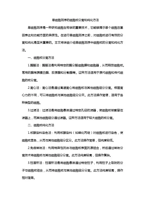 单细胞测序的细胞核分离和纯化方法
