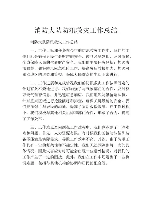 消防大队防汛救灾工作总结