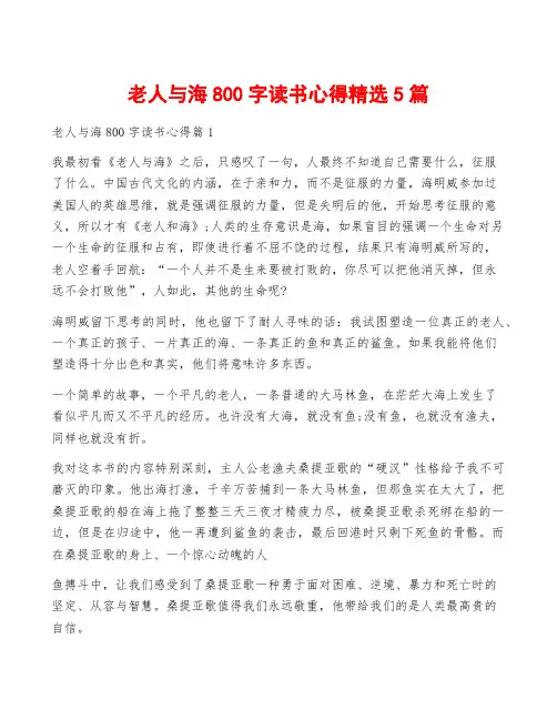 老人与海800字读书心得精选5篇
