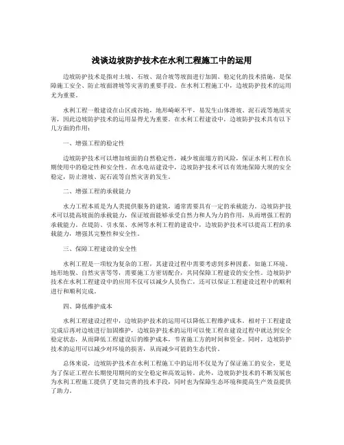 浅谈边坡防护技术在水利工程施工中的运用