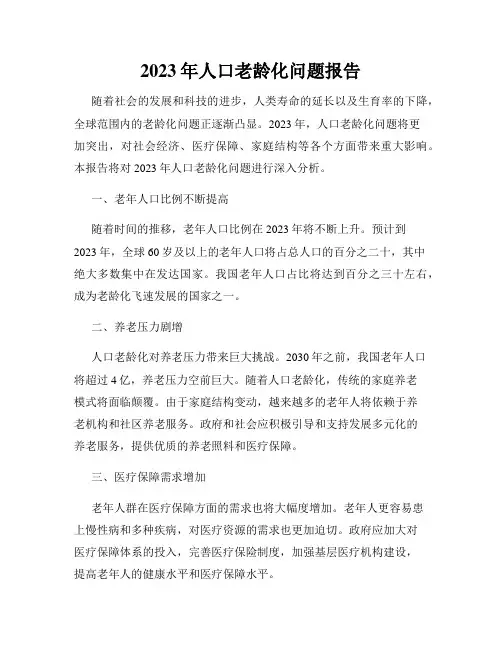 2023年人口老龄化问题报告