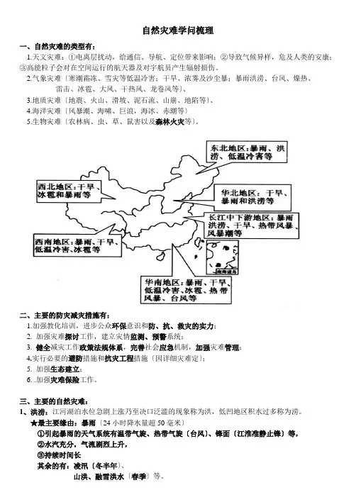 高中地理自然灾害环境保护专题知识梳理