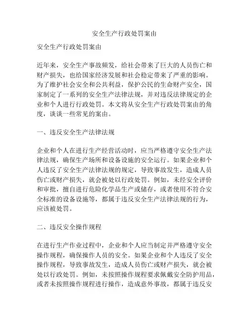 安全生产行政处罚案由