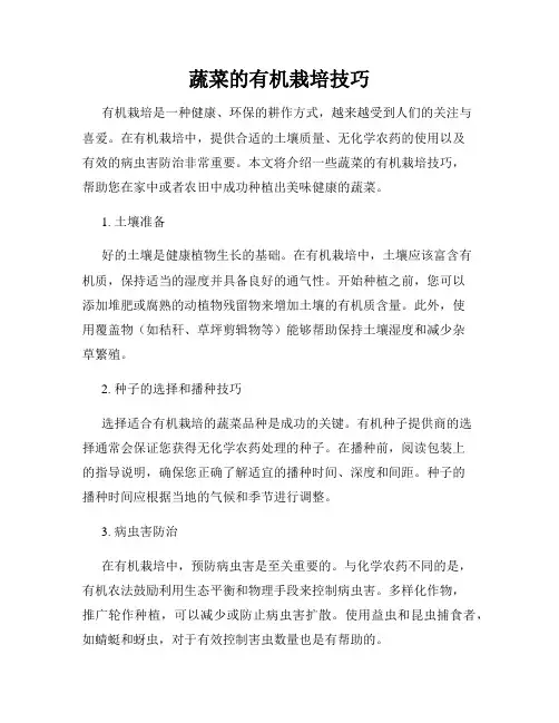蔬菜的有机栽培技巧