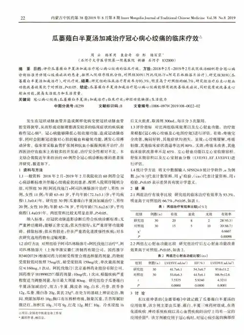 瓜蒌薤白半夏汤加减治疗冠心病心绞痛的临床疗效