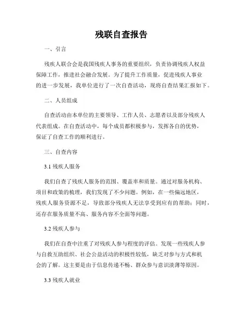 残联自查报告