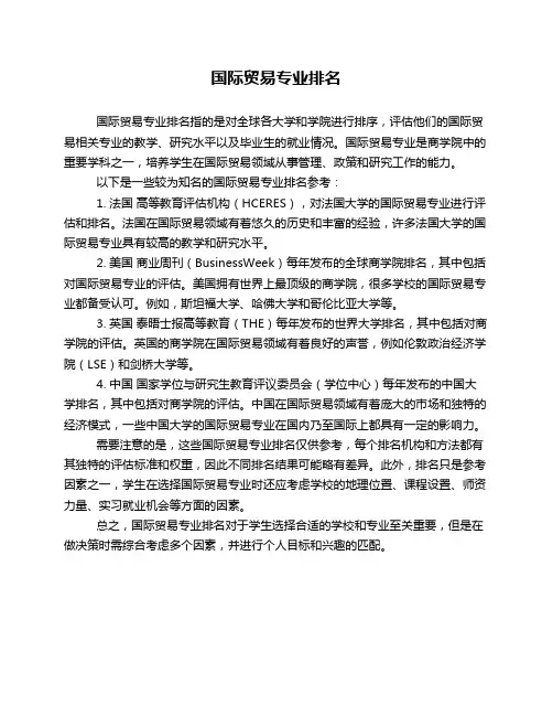 国际贸易专业排名