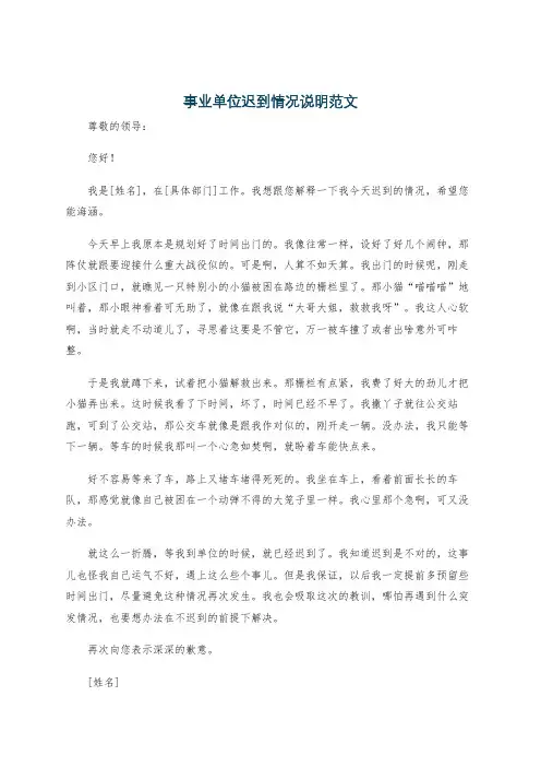 事业单位迟到情况说明范文