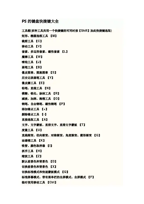 PS的键盘快捷键大全