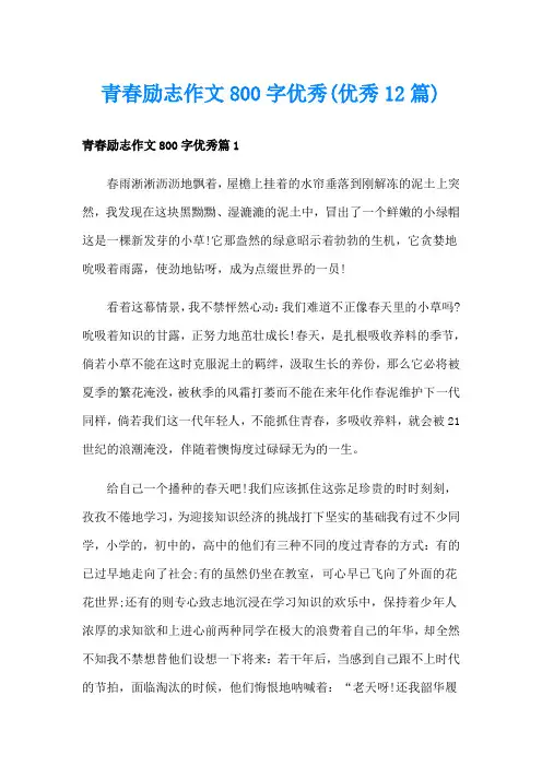 青春励志作文800字优秀(优秀12篇)