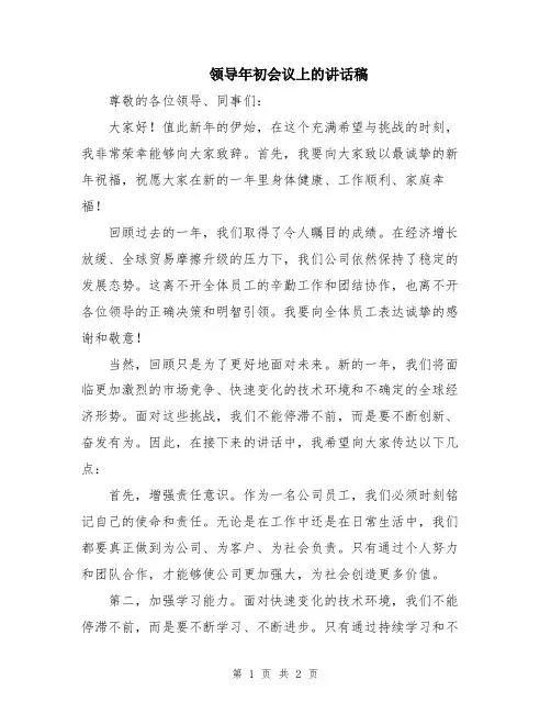 领导年初会议上的讲话稿