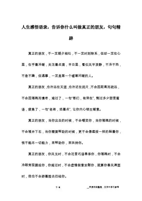 人生感悟语录,告诉你什么叫做真正的朋友,句句精辟