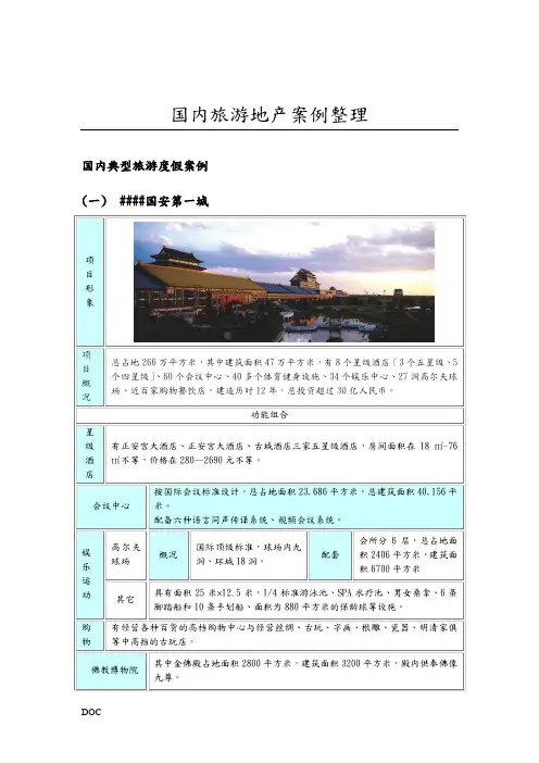 国内旅游地产案例整理