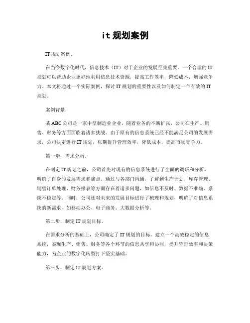 it规划案例