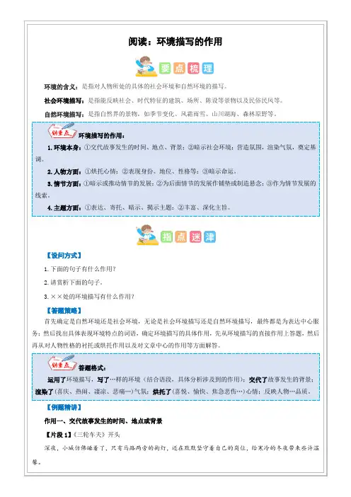 第12讲【阅读】环境描写的作用(解析版)-六年级语文-部编版