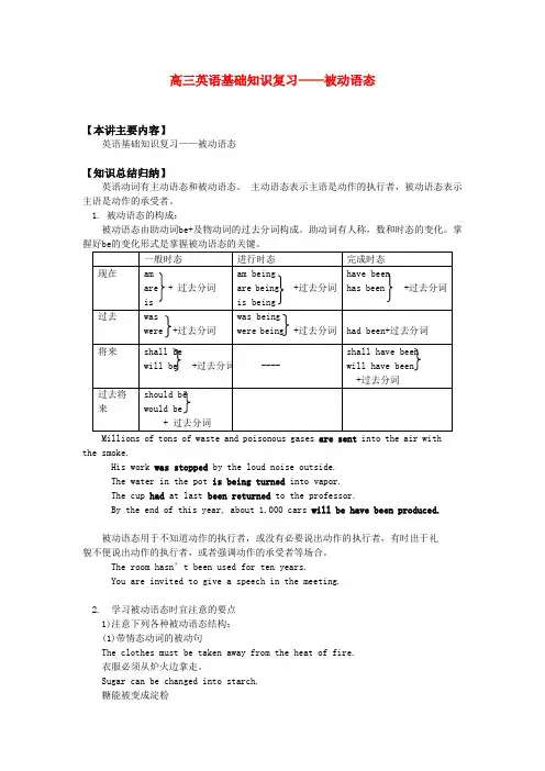 高三英语基础知识复习——被动语态知识精讲