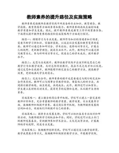 教师素养的提升路径及实施策略