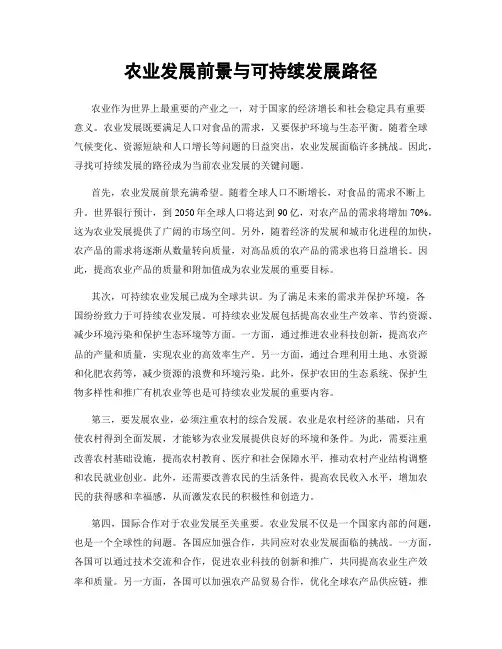 农业发展前景与可持续发展路径